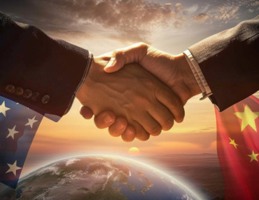 A friendly handshake between China and the United States.